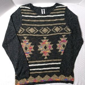 Pretty Sweater Southwest Look Theme Black Gold by West 36th Medium Chest 34"